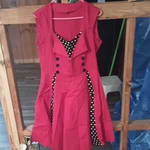 Stylish Red Polka Dot Women's Dress